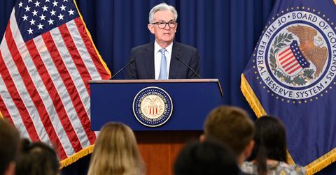 Fed Chair Jerome Powell announcing FOMC meeting outcome in June