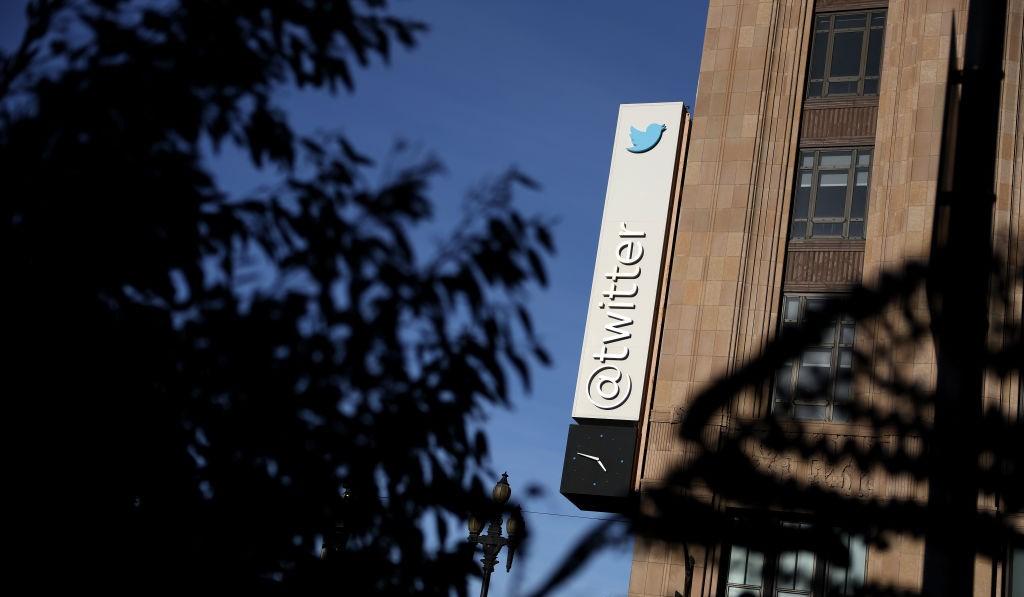 A Twitter sign on company headquarters