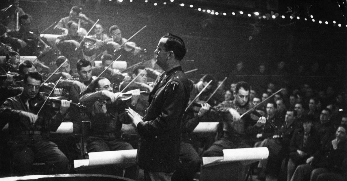 Glenn Miller leading the band.