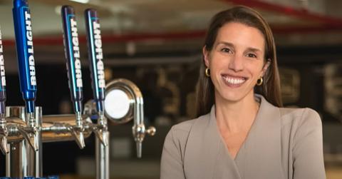 Alissa Heinerscheid seen with Bud Light on tap