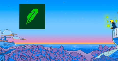 Robinhood logo over illustration