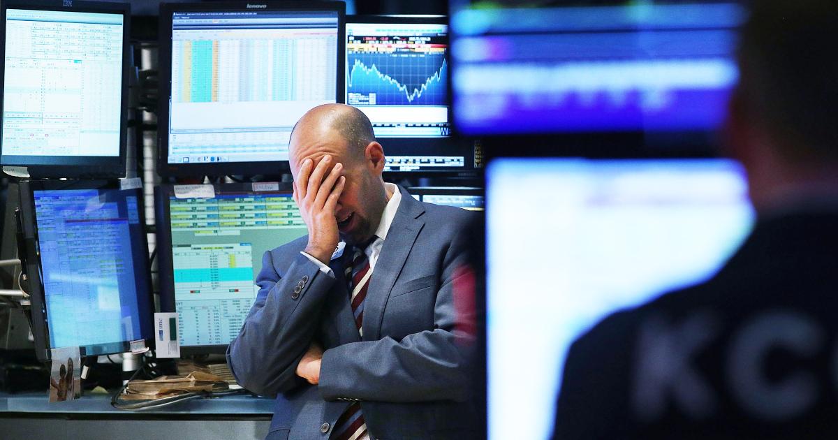 Worried stock market trader