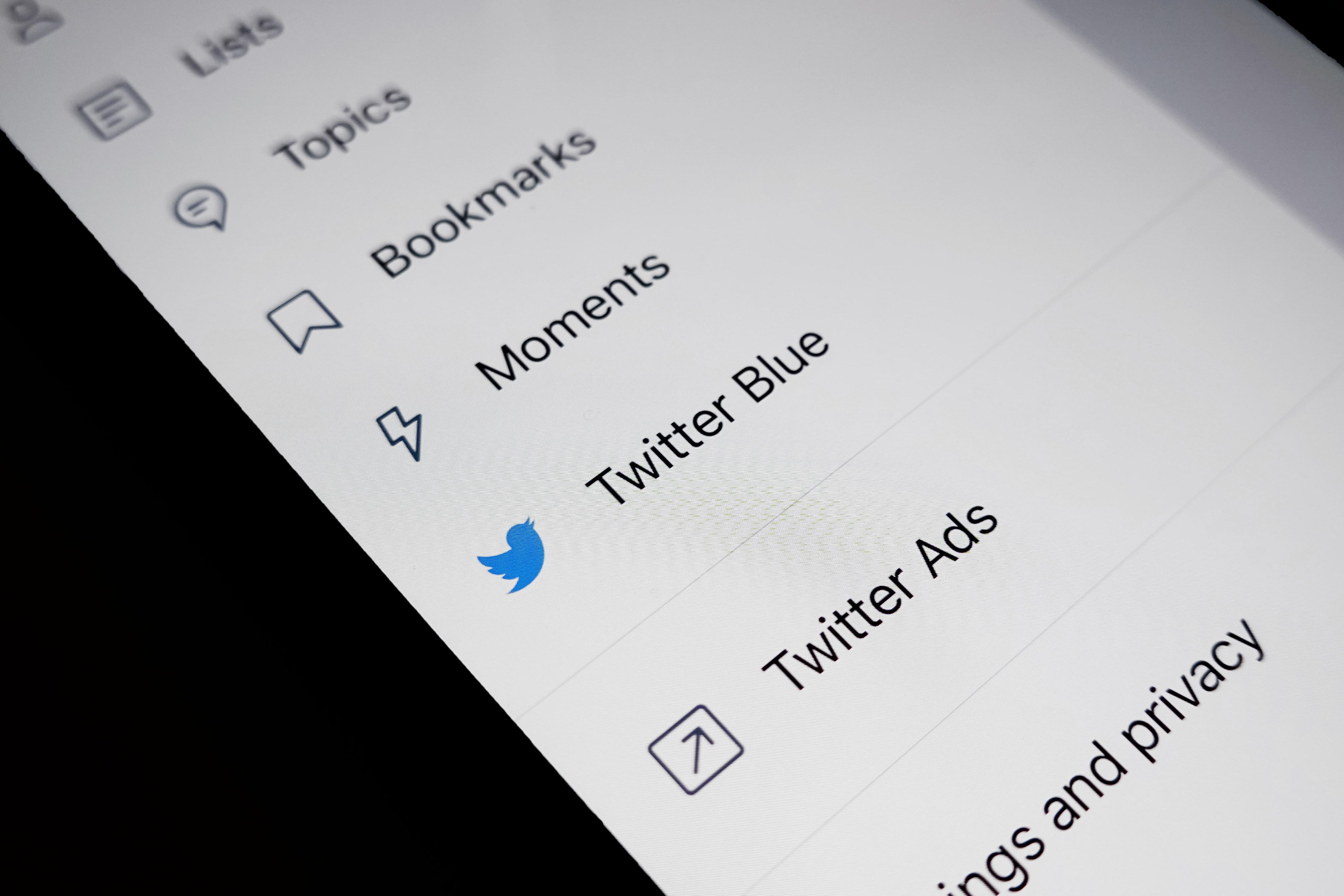 Twitter Blue displayed on a smartphone