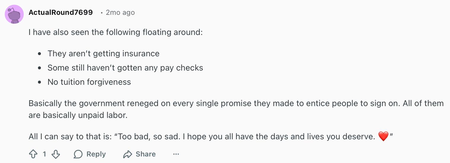 A comment on Reddit about ICE sign-on bonus.