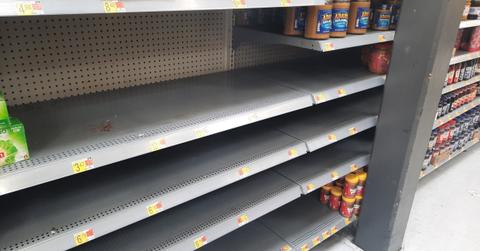 Empty peanut butter shelves