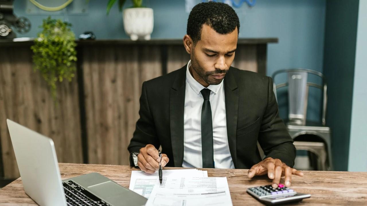 A man doing his personal taxes