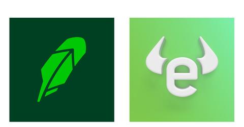 Robinhood and eToro logos