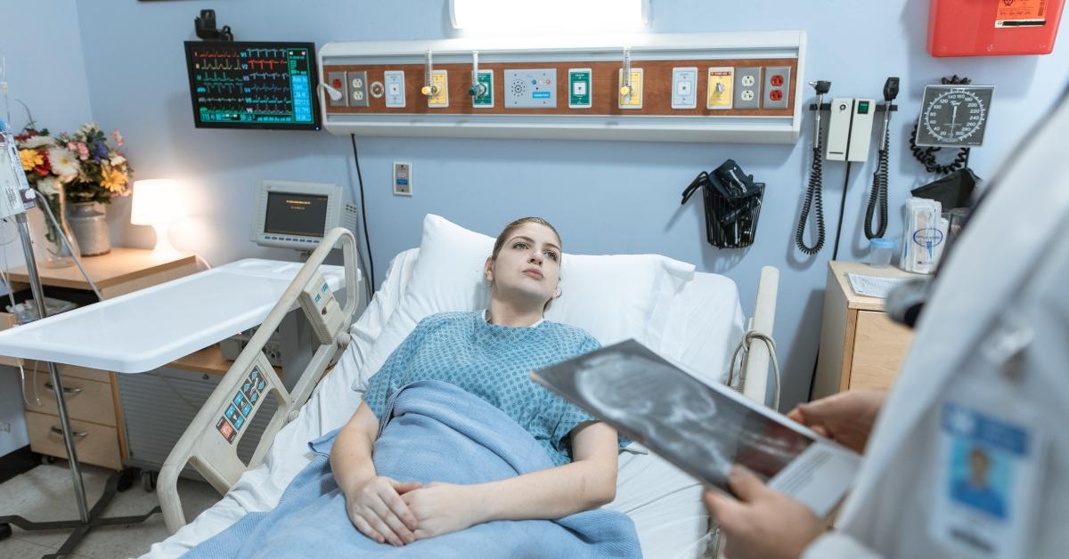 A patient in a hospital bed