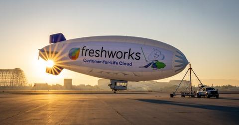 Freshworks branded blimp