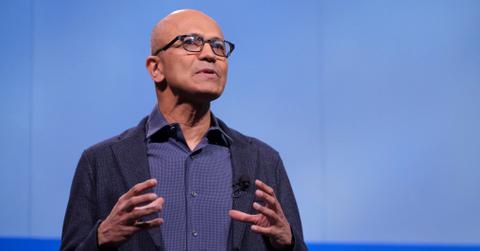 Satya Nadella speaking on stage