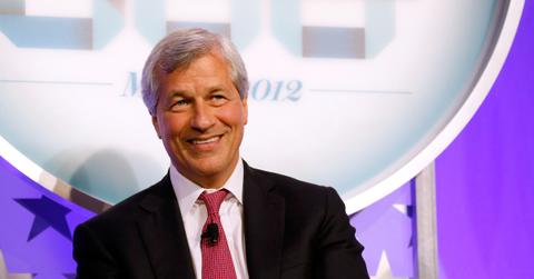 Jamie Dimon smiling in suit and tie.