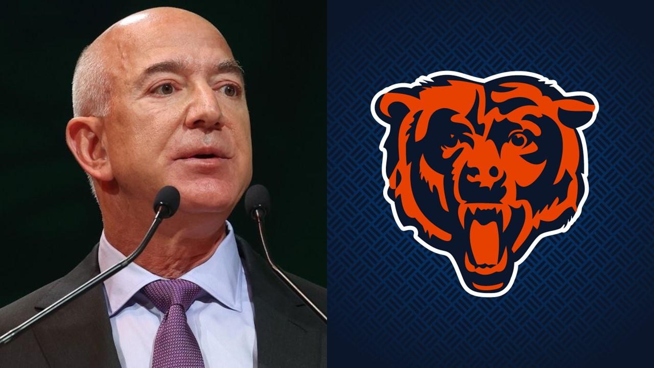 Jeff Bezos and the Chicago Bears logo