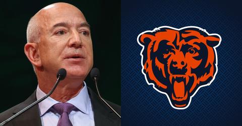 Jeff Bezos and the Chicago Bears logo