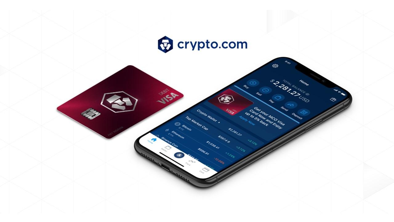 Crypto.com credit card and app on a smartphone