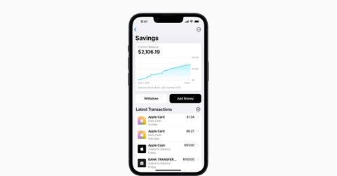 Apple savings account on an iPhone