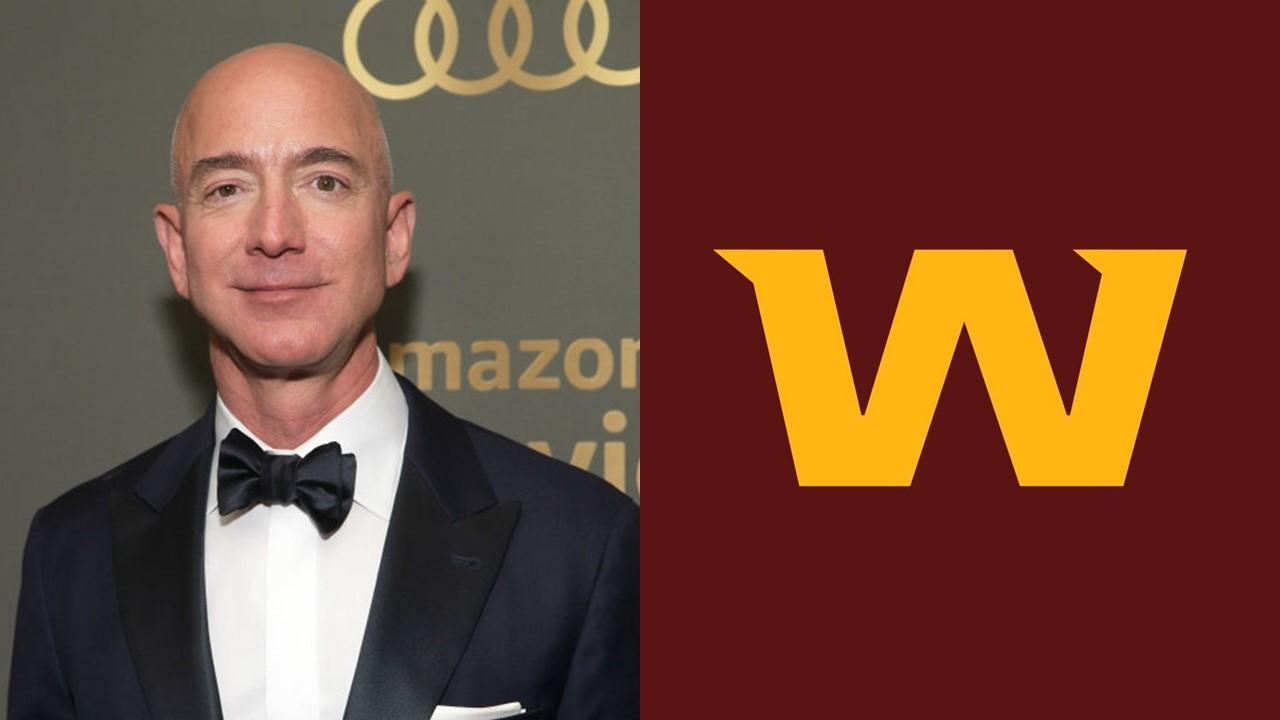 Jeff Bezos and Washington Football Team logo