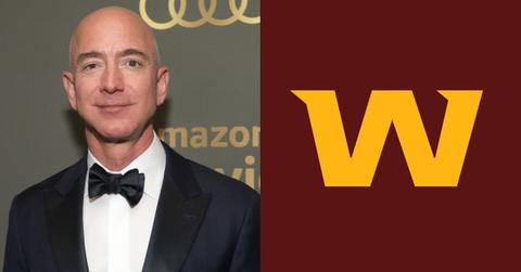 Jeff Bezos and Washington Football Team logo