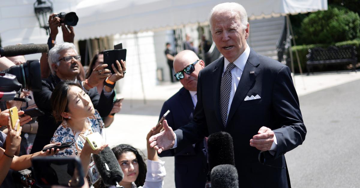 Joe Biden speaking to reporters