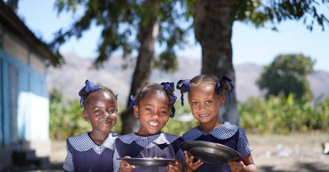 Children receiving school meals from the World Food Programme