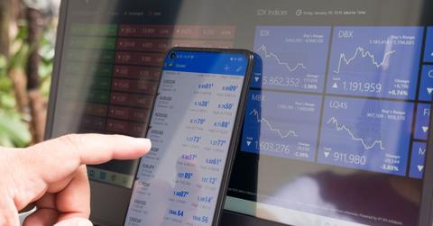 A person looking at futures trading data