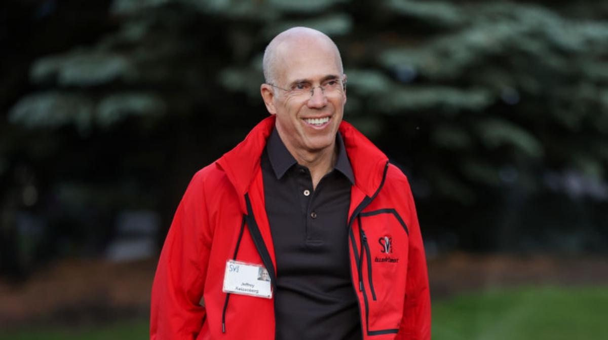 Jeffrey Katzenberg in a red jacket in 2022