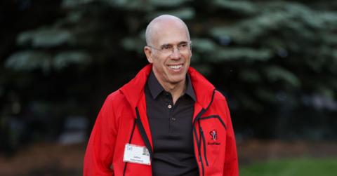 Jeffrey Katzenberg in a red jacket in 2022