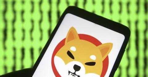 Shiba Inu crypto logo on a phone
