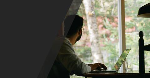 Remote worker on computer at home