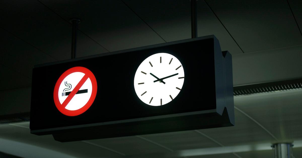 No smoking sign displayed in Zurich airport