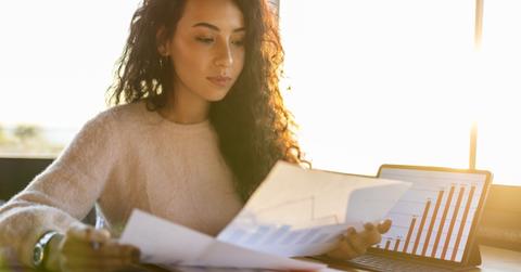 Woman reviewing data