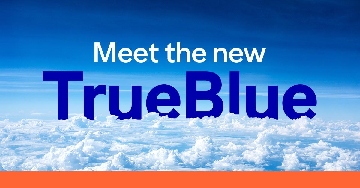 JetBlue TrueBlue logo in the clouds