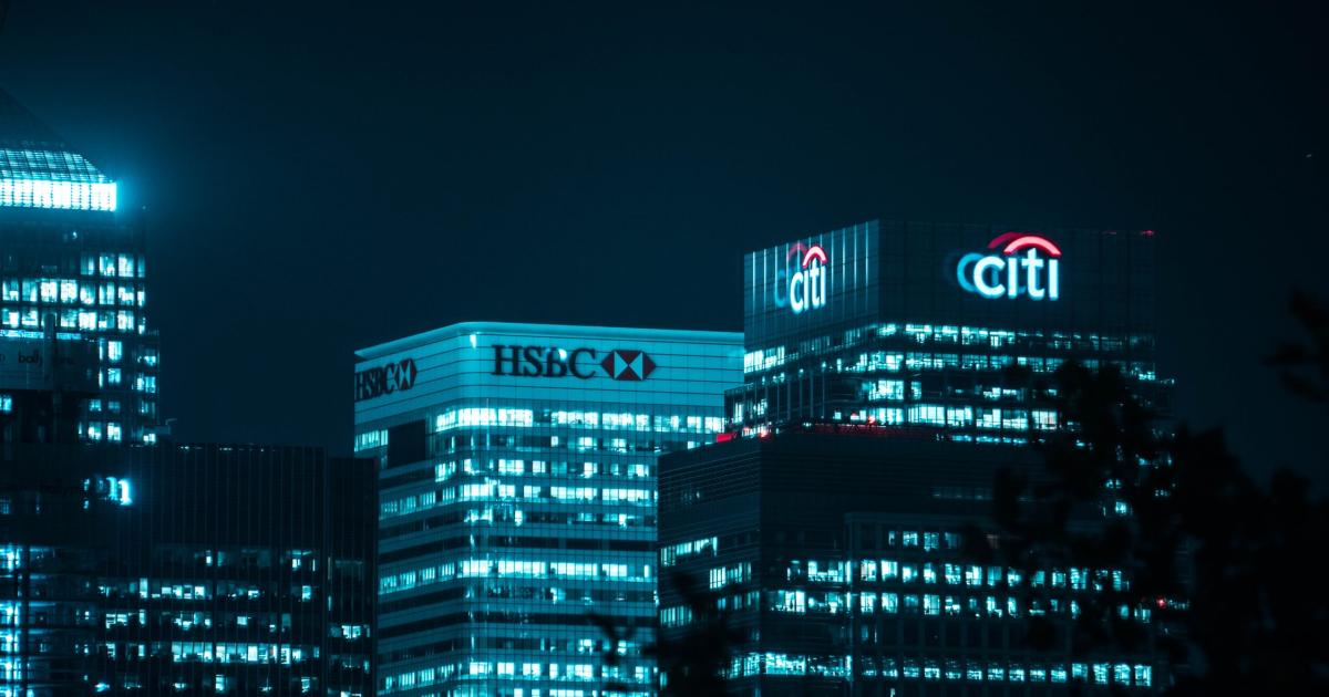 Bank buildings during night