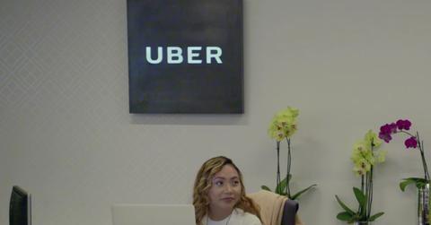 Uber worker at front desk of office