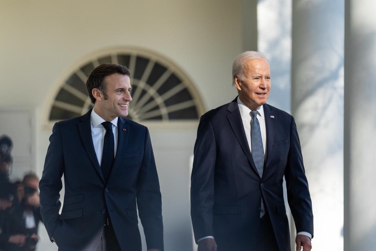 Emmanuel Macron and President Biden