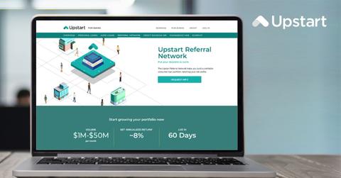 Upstart lending platform on a laptop