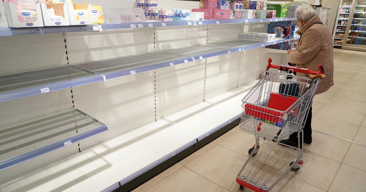 Empty shelves due to a shortage of goods