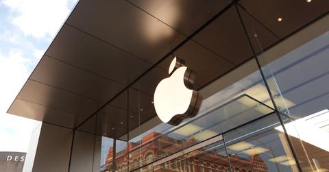 An Apple logo on a retail store