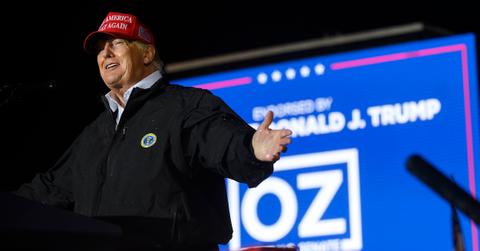 Donald Trump appears at a rally for Pa. Senate candidate Mehmet Oz.
