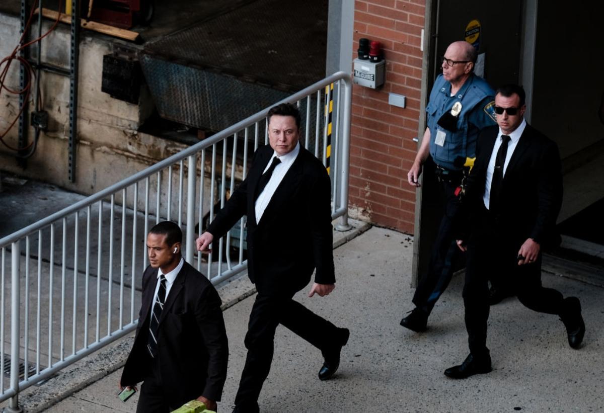 Elon Musk leaving the courtroom proceedings after giving testimony on July 12