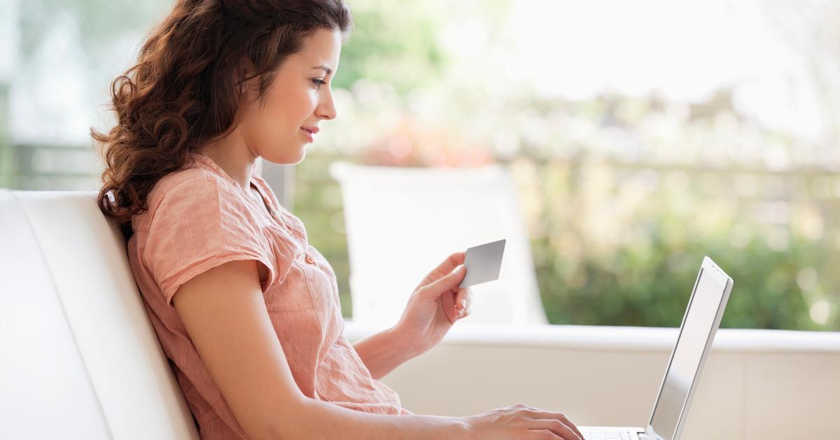 woman making online payment