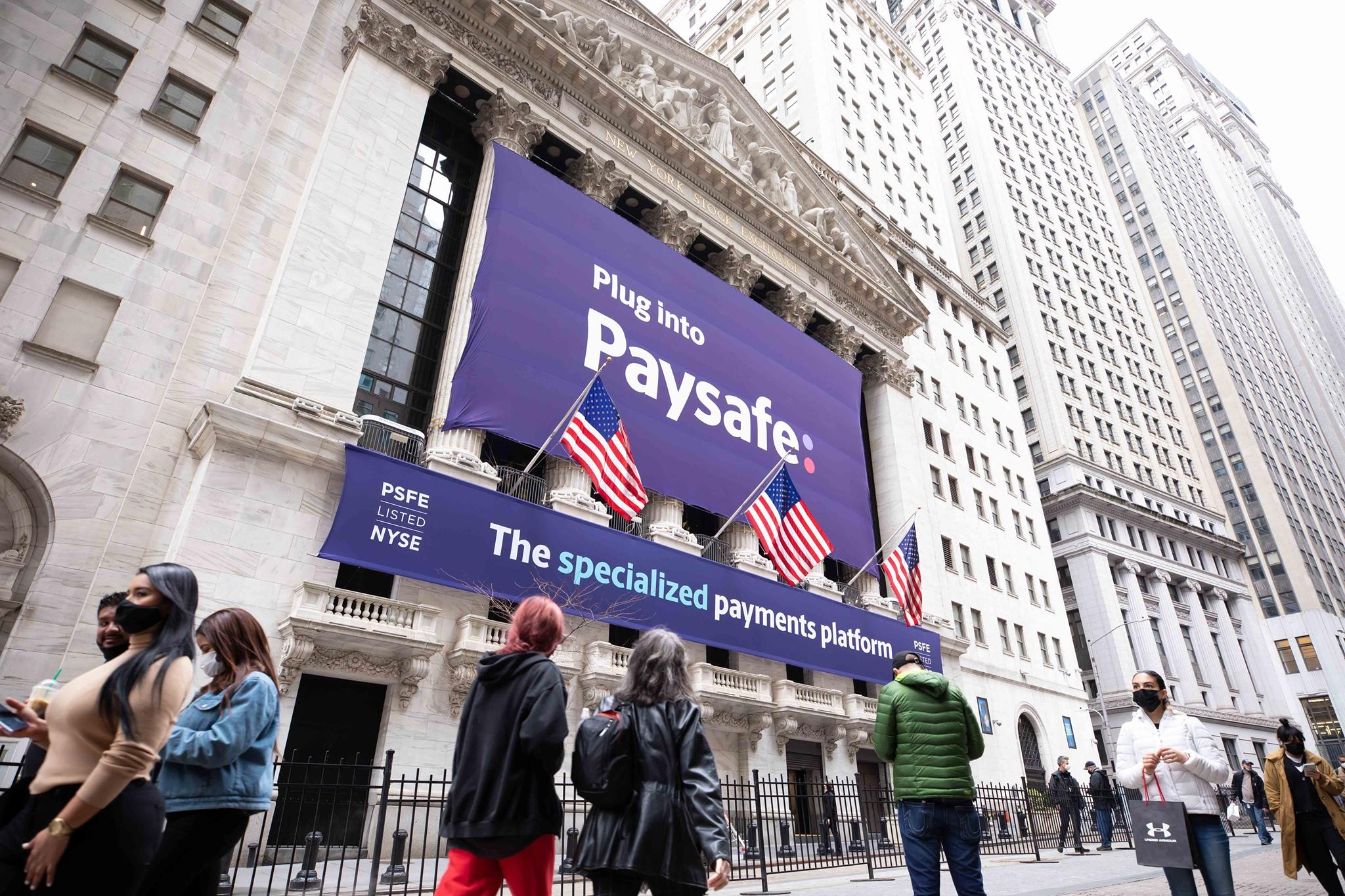 Paysafe banner on Wall Street