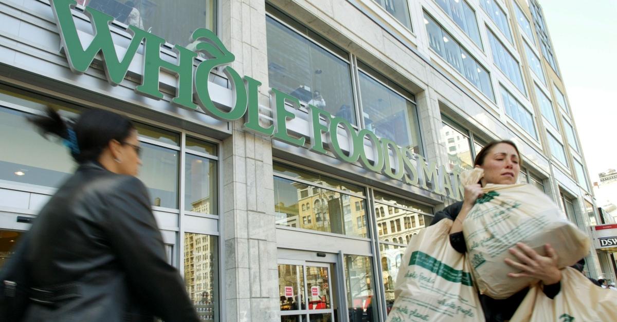 Shoppers outside of Whole Foods