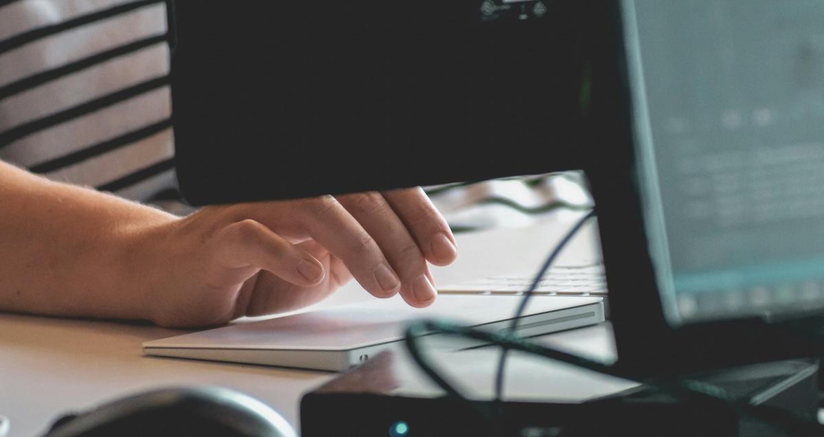 hand typing computer