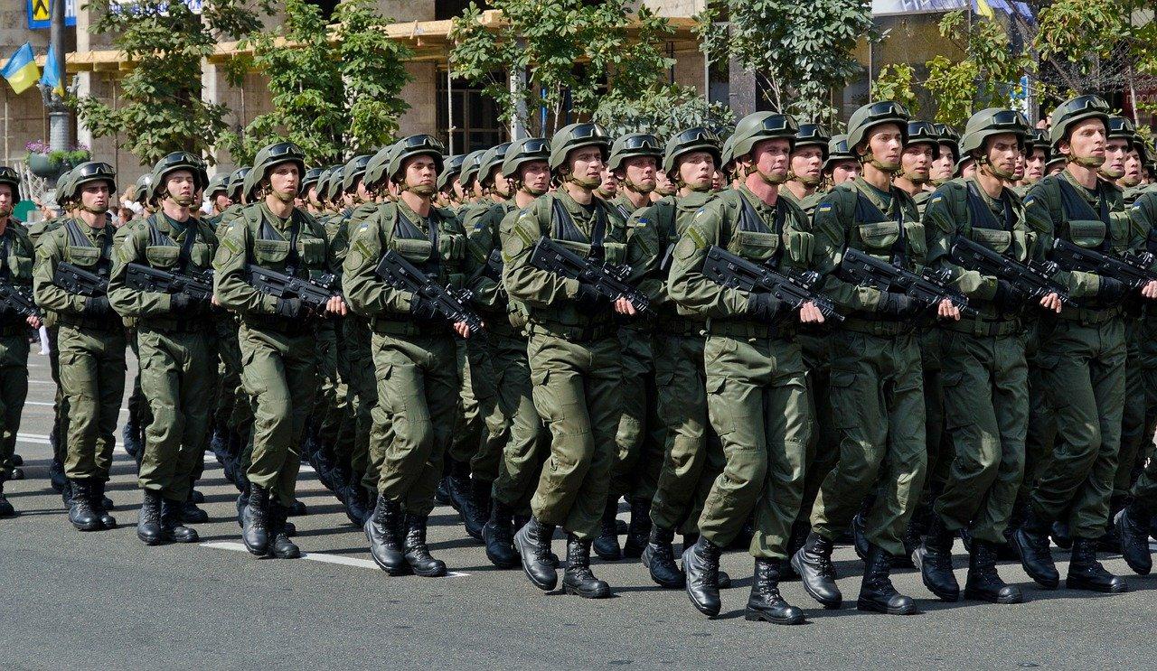 Marching soldiers in an army parade