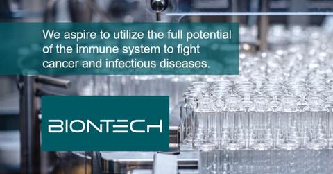 BioNTech logo and medical supplies