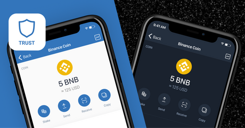 Binance platform displayed on smartphones