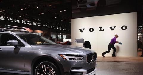 A Volvo car in a showroom