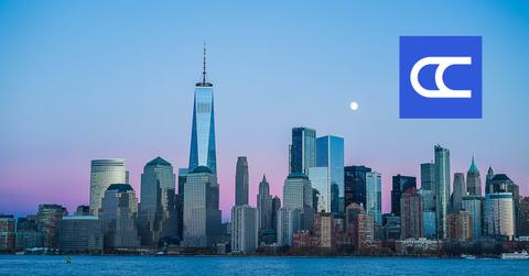 New York City skyline and CityCoins logo