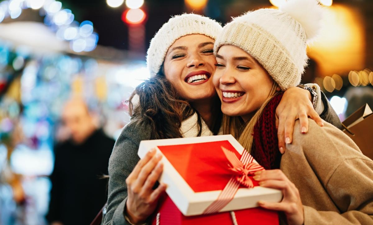 Women exchanging a gift