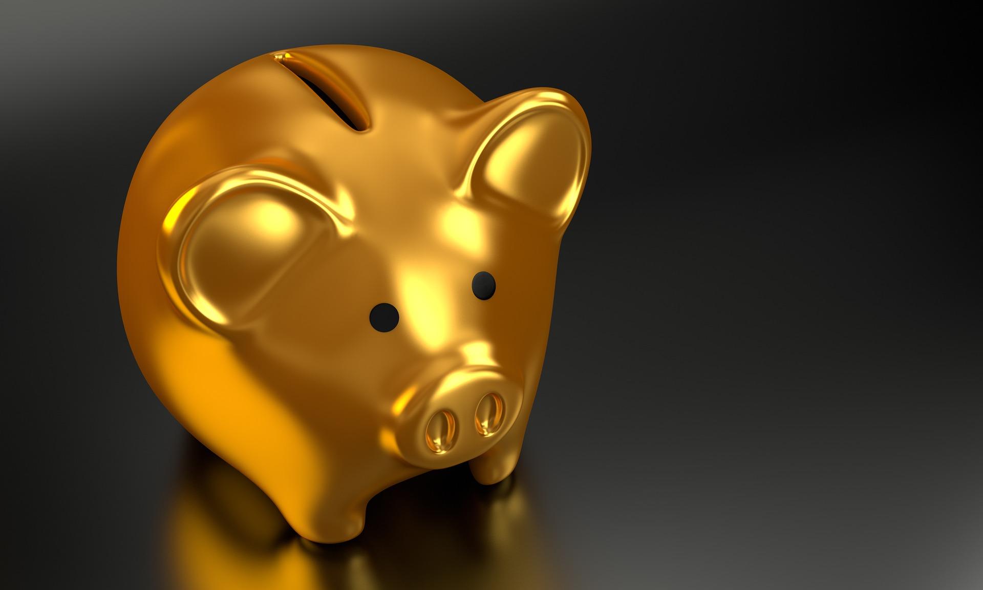 A gold piggy bank to hold savings in